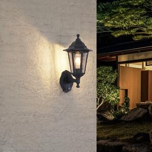 Zunanja stenska svetilka črna s senzorjem gibanja IP44 - New Haven Hammered