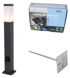 Zunanja svetilka temno siva 80 cm z vtičnico IP44 - Malios