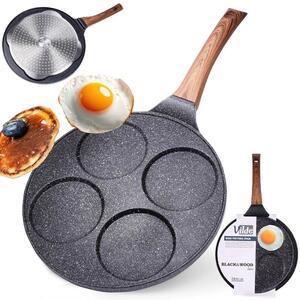 Granitna ponev za peko palačink in jajc 4 jamice 26cm BLACK&WOOD