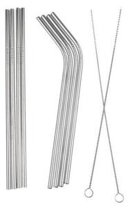Set 8 inox kovinskih slamic za večkratno uporabo + 2x krtačka
