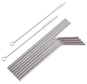 Set 8 inox kovinskih slamic za večkratno uporabo + 2x krtačka