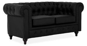 Kavč chesterfield Manor House B102, Črna, 164x85x78cm, Noge: Les