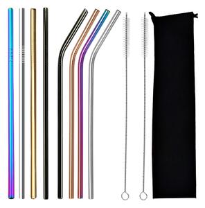 Set 8 inox kovinskih slamic za večkratno uporabo + krtačke