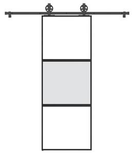 VidaXL Drsna vrata z opremo 76x205 cm kaljeno steklo in aluminij