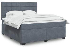 VidaXL Box spring postelja z vzmetnico temno siva 180x200 cm žamet