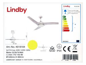 Lindby - Stropni ventilator EMANUEL 2xE14/42W/230V + Daljinski upravljalnik