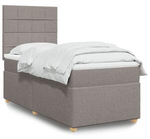 VidaXL Box spring postelja z vzmetnico taupe 90x200 cm blago