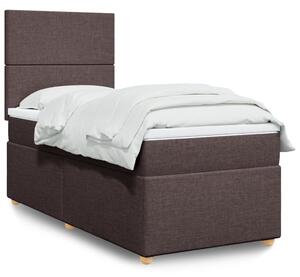 VidaXL Box spring postelja z vzmetnico temno rjava 90x200 cm blago