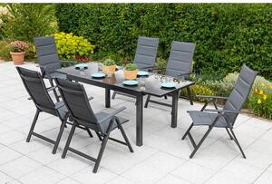 Gardenson Raztegljiva Vrtna Miza Ambia, Steklo, Aluminij, 140-200x90
