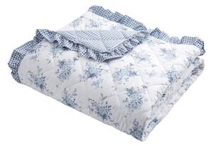 Belo/modro prešito pregrinjalo 220x230 cm Lucie Floral Frill – Catherine Lansfield