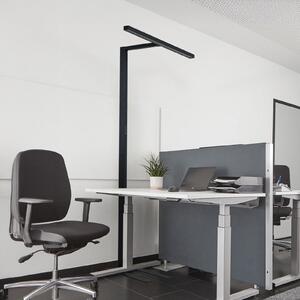 Arcchio LED pisarniška talna svetilka Jolinda, T-oblika, črna, 4.000 K, zatemnjen, Črna, Študija / pisarna, Aluminij, Sodobni