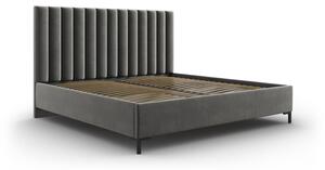Siva oblazinjena zakonska postelja s prostorom za shranjevanje z letvenim dnom 200x200 cm Casey – Mazzini Beds
