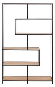 Črn regal v hrastovem dekorju 114x185 cm Seaford – Actona