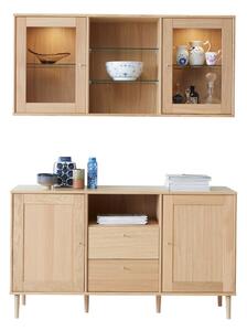 Komplet stenske vitrine z osvetlitvijo in komode iz hrastovega lesa 133x136 cm Mistral - Hammel Furniture