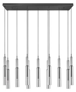 Črna/srebrna LED viseča svetilka s steklenim senčnikom Lucent – Trio Select