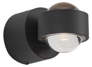 Dizajnerska stenska svetilka črna vklj. LED IP44 - Lens