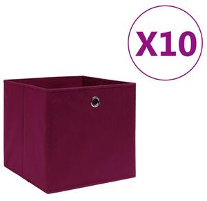 VidaXL Škatle 10 kosov netkano blago 28x28x28 cm temno rdeče