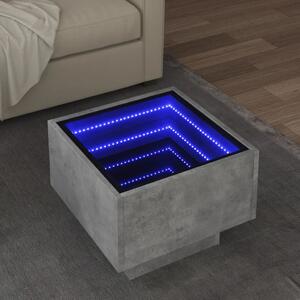 VidaXL Stranska mizica z LED betonsko siva 40x40x30 cm inženirski les