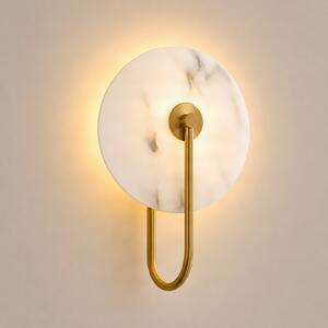 Lucande LED-stenna svetilka Ruma, medenina, alabaster, stopnjevalno, zatemnjen, Bela, Dnevna soba / jedilnica, Mavec/glina, Dizajn