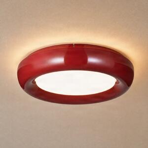 Lindby LED stropna svetilka Lennox, rdeča, 3-stopenjsko zatemnjevanje, Ø 43 cm, zatemnjen, Rdeča, Dnevna soba / jedilnica, Kovina, Sodobni