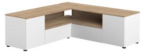 Bela/naravna TV omarica v hrastovem dekorju 130x46 cm Angle – TemaHome