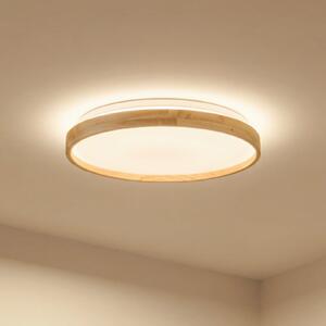 Lindby Smart LED stropna svetilka Mirren les Ø39,5cm CCT Tuya, zatemnjen, Les, Dnevna soba / jedilnica, Plastika, Sodobni