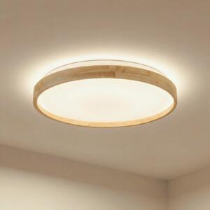 Lindby Smart LED stropna svetilka Mirren les Ø49,5cm CCT Tuya, zatemnjen, Les, Dnevna soba / jedilnica, Plastika, Sodobni