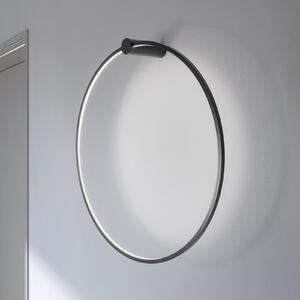 Milagro Lighting LED stenska svetilka Saturno, črna, Ø 80 cm, kovina, 4.000 K, Črna, Dnevna soba / jedilnica, Aluminij, Sodobni