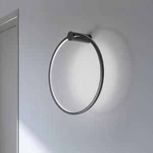Milagro Lighting LED stenska svetilka Saturno, črna, Ø 50 cm, kovina, 4.000 K, Črna, Dnevna soba / jedilnica, Aluminij, Sodobni