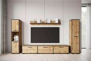 P & B Dnevni Regal Bogota Xl, Barva Hrasta, Črna, 4-Delno