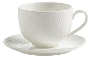 Bela porcelanasta skodelica s podstavkom Maxwell & Williams Diamonds, 280 ml