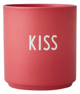 Rdeča porcelanasta skodelica Design Letters Kiss, 300 ml