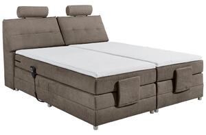 BOXSPRING POSTELJA 180 cm x 200 cm , tekstil, leseni material rjava