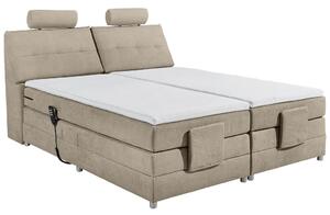 BOXSPRING POSTELJA 180 cm x 200 cm , tekstil, leseni material peščene barve
