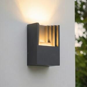 Lindby LED zunanja stenska svetilka Aurali, 1-svetilna, črna, IP65, Črna, Aluminij, Sodobni