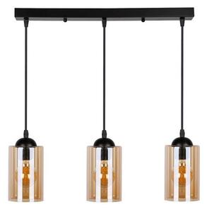 Črna viseča svetilka s steklenim senčnikom 10x55 cm Bistro - Candellux Lighting