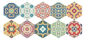 Komplet 10 talnih nalepk Ambiance Floor Stickers Hexagons Lorena, 40 x 90 cm