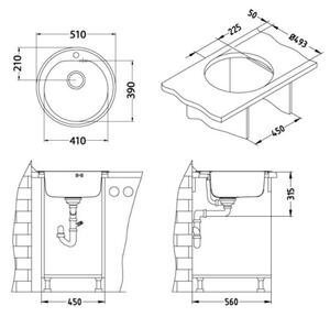 Pomivalno korito Alveus Form 30 (premer: 51 cm, višina: 15,5 cm, nerjavno jeklo)