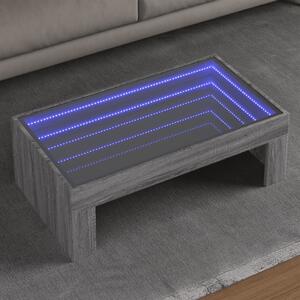 VidaXL Klubska mizica z neskončnimi LED siva sonoma 90x50x30 cm