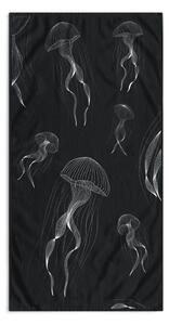 Črno-bela brisača za plažo 90x180 cm Jellyfish - DecoKing
