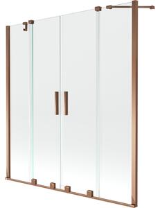 Mexen Velar Dvojna tuš pregrada 2-krilna drsna 160 x 150 cm, prozorna, rožnato zlato - 896-160-000-02-60