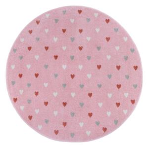 Rožnata otroška preproga ø 100 cm Little Hearts – Hanse Home