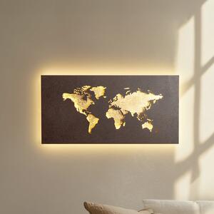 Lucande LED stenska svetilka World, rjava/zlata, 60 cm x 30, Rjava / rjasta, Dnevna soba / jedilnica, Kovina, Sodobni