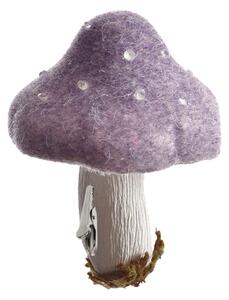 Jesenska dekoracija s sponko MUSHROOM 13,5 cm, vijolična