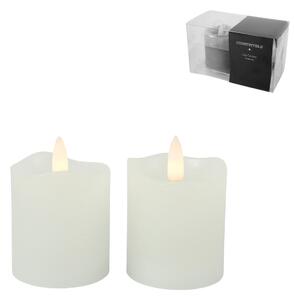 LED sveča LYON stolpič 8 cm bela, komplet 2 kosa