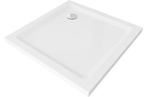 Mexen Flat kvadratna tuš kad Slim 80 x 80 cm, bela, krom sifon - 40108080