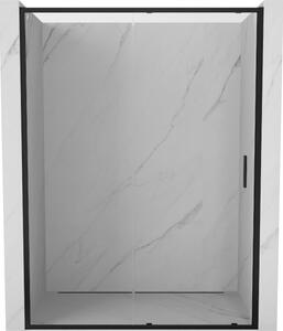 Mexen Exo drsna pršna vrata 130 cm, prozorna, črna - 8151-130-000-70-00