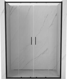 Mexen Exo dvokrilna drsna tuš vrata 130 cm, prozorna, črna - 8152-130-000-70-00