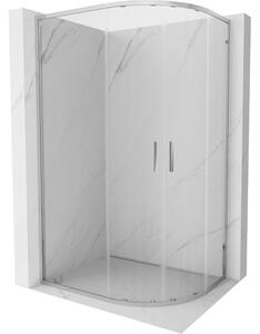 Mexen Exo Asimetrična polkrožna tuš kabina drsna 90 x 80 cm, prozorna, kromirana - 8132-090-080-01-00