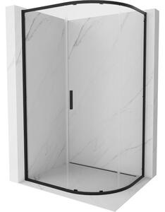 Mexen Exo polkrožna asimetrična drsna tuš kabina 100 x 90 cm, prozorna, črna - 8131-100-090-70-00